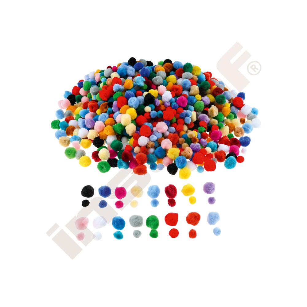 Pompons, 1200 Stck., Farbenmix