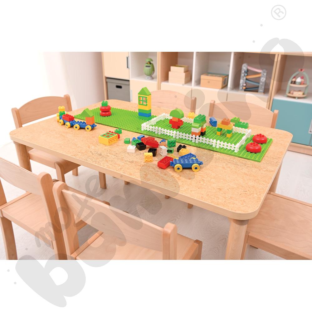 Stół Marcus 120 x 80 cm, rozm. 3, nogi drewniane brzozowe z 2 kółkami, blat cichy beżowy, obrzeże ABS