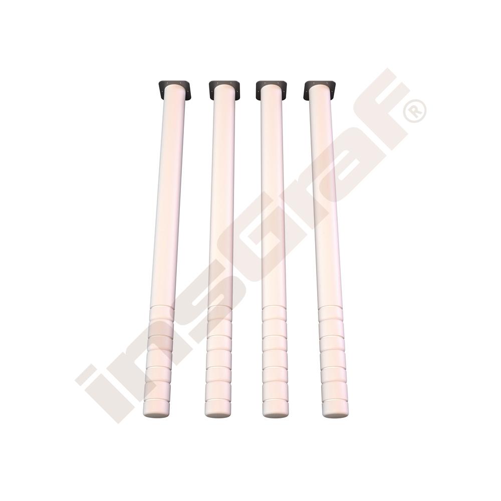 Bělené kulaté nohy ke stolům Flexi,  4 ks rozm. 3-6 (58-76 cm)