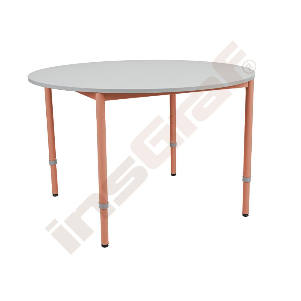 Stůl Mila kulatý 120 cm, vel. 3, deska bílá, konstrukce lososová