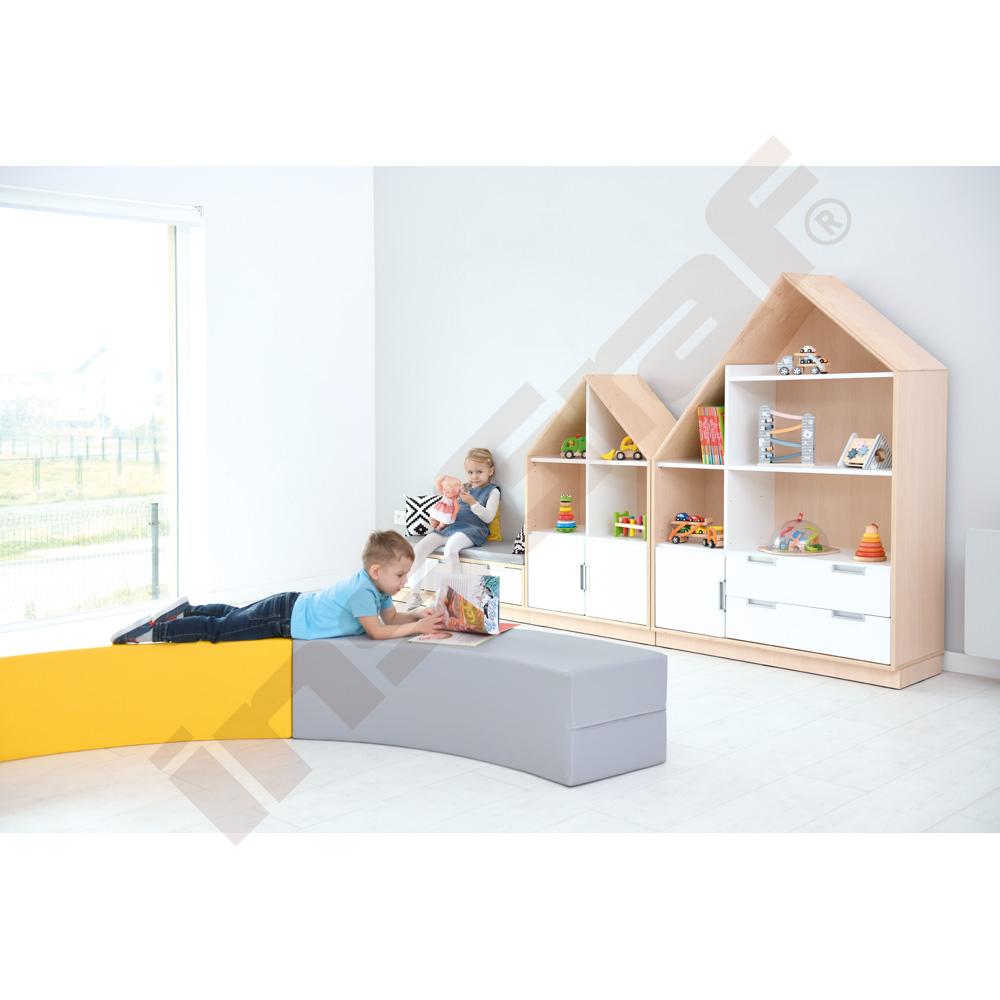 Quadro - skříňka-lavička 3 - šedý sedák - světlý javor