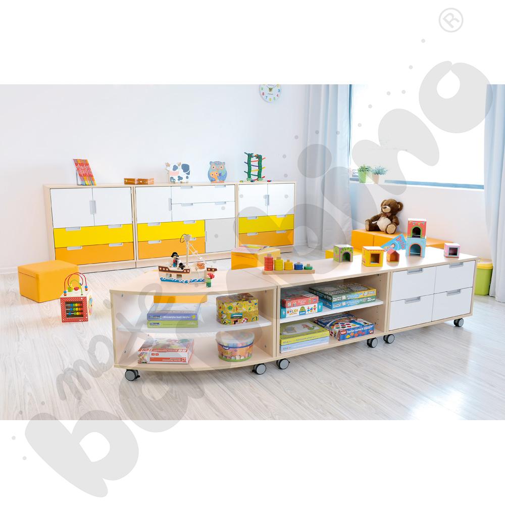 Quadro – szafka S z 1 półką na kółkach, klon jasny