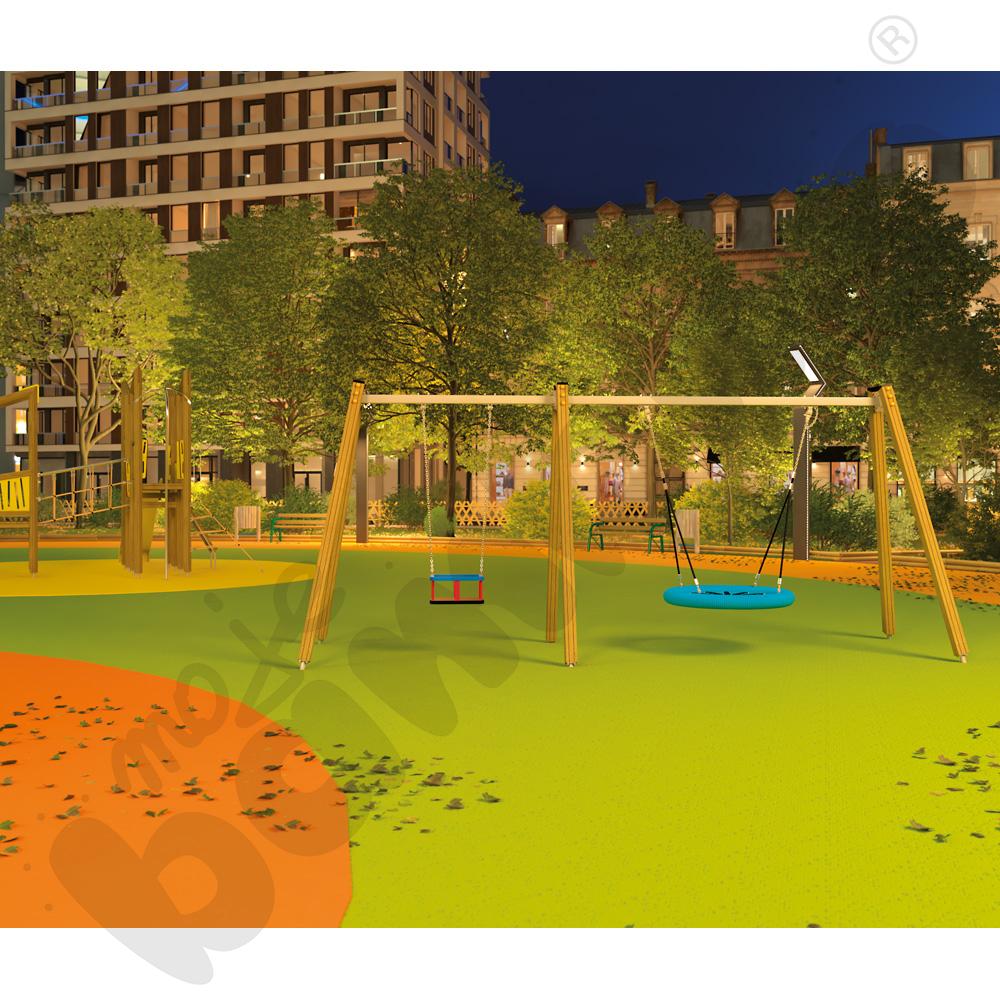 Huśtawka potrójna drewniana Triangulo/ bez zawiesi