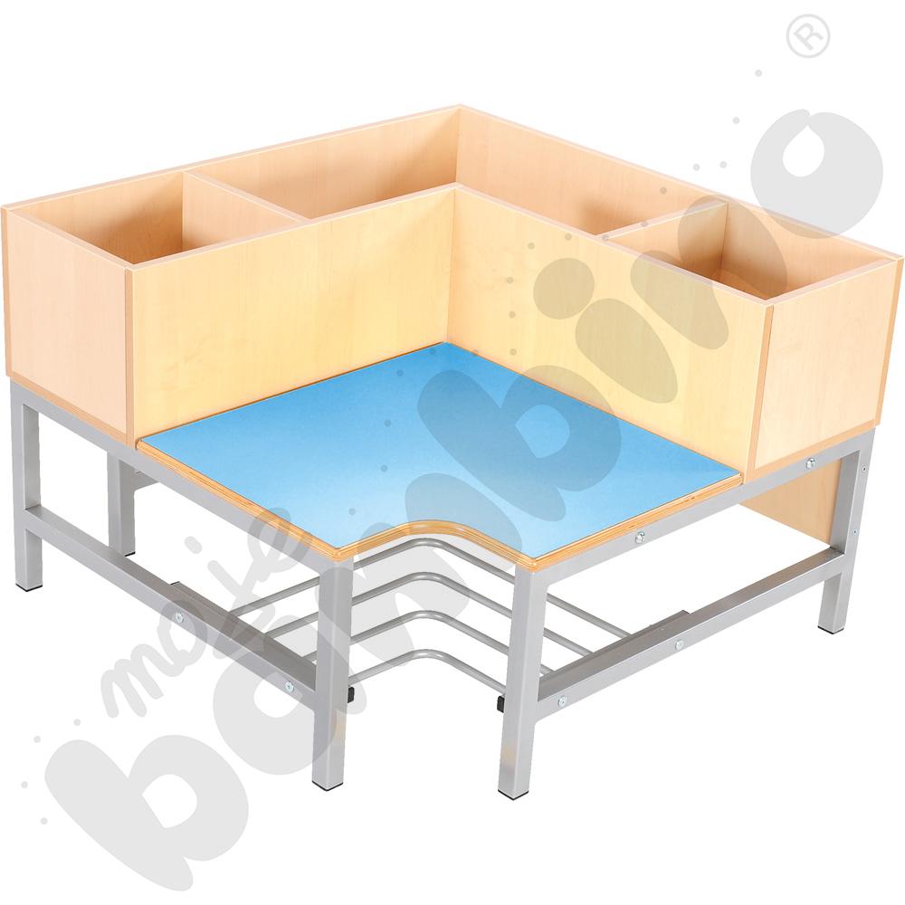 Ławeczka Flexi rogowa ze skrzyneczką 3 os. wys. 26 cm niebieska