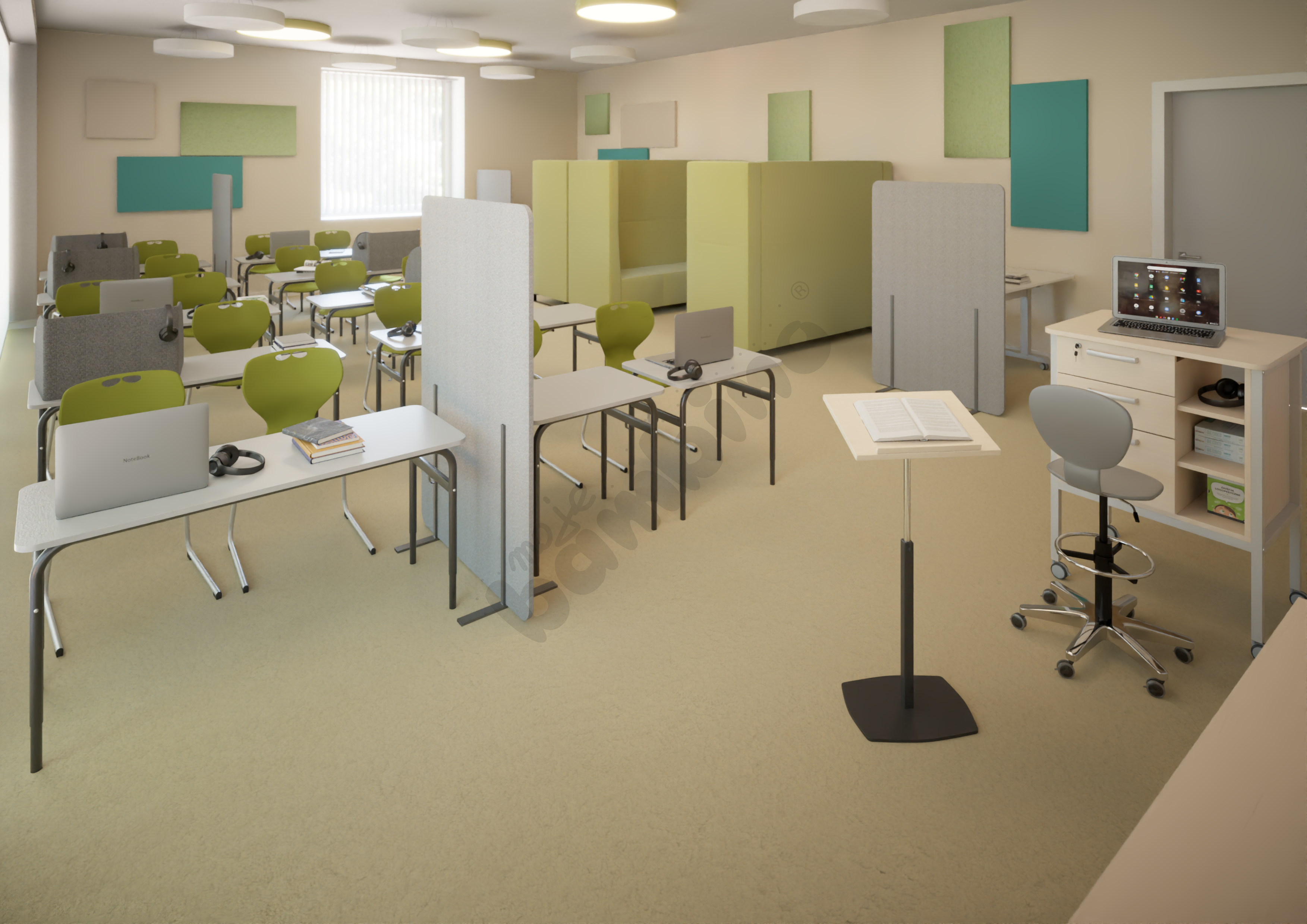 Sala szkolna z wyciszeniami