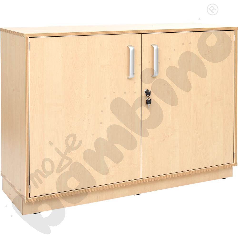 Szafka Flexi-TJ D szeroka na cokole, drzwiczki z zamkiem, klon jasny