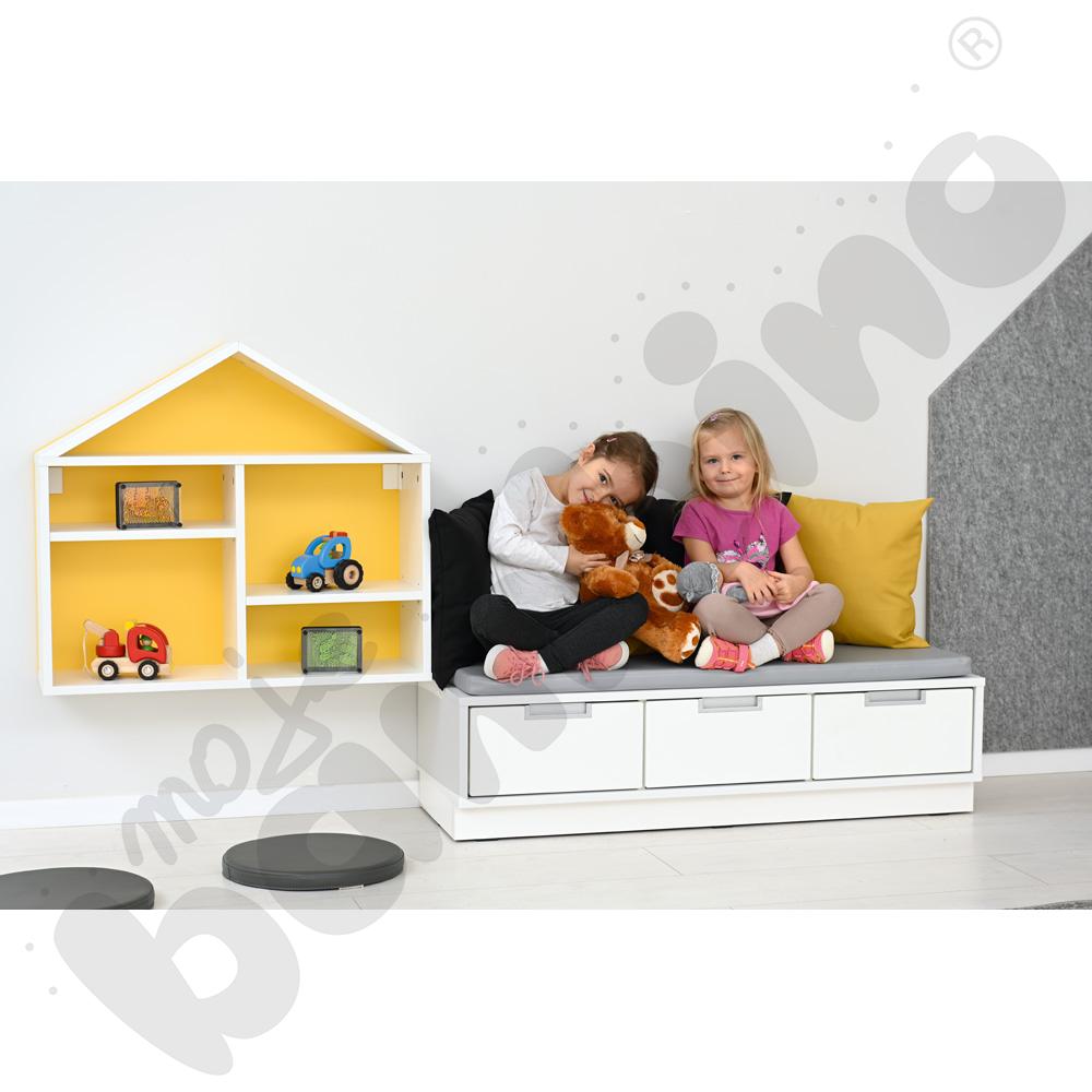 Quadro - szafka-ławeczka 3 - szary materac - biała